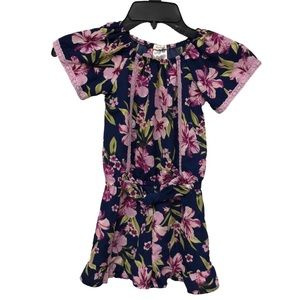 Forever Me hibiscus tropical print romper shorts little girl‎ size 5